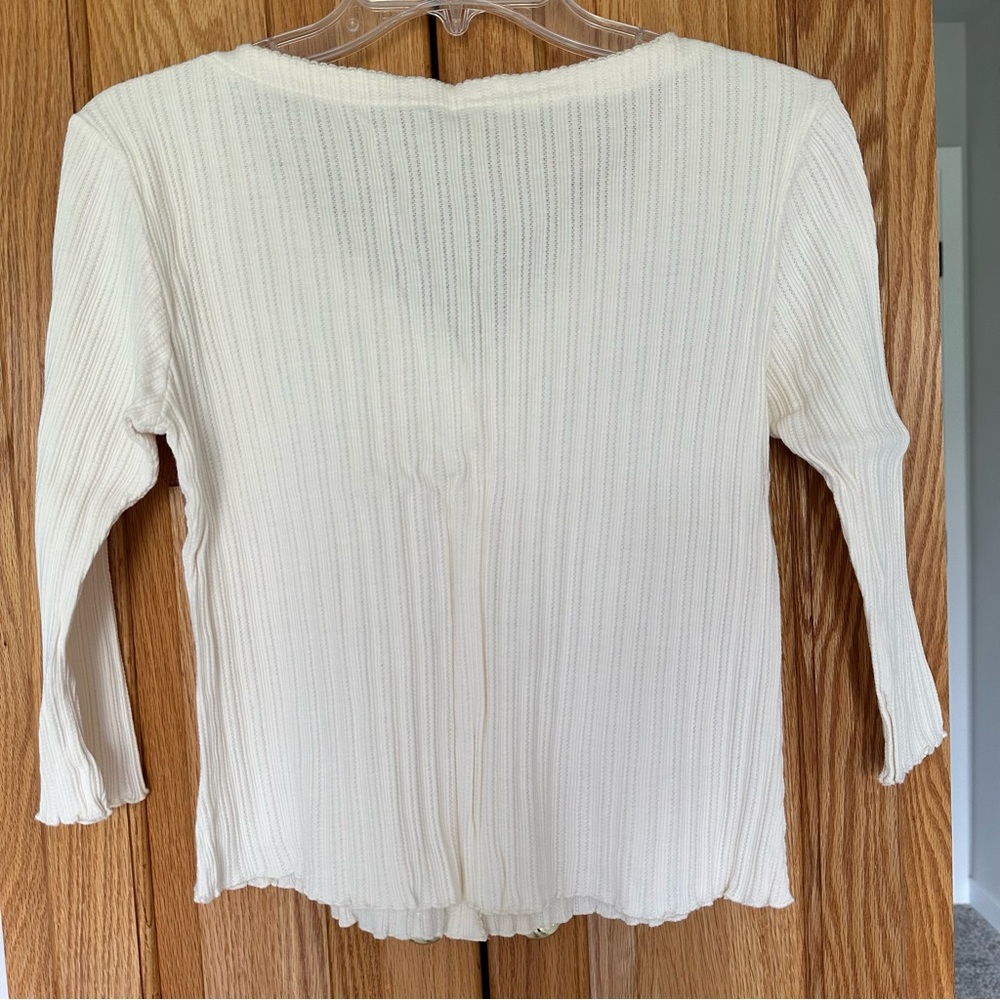 Cream Ribbed Button-Up Cardigan - Picture 2 of 3